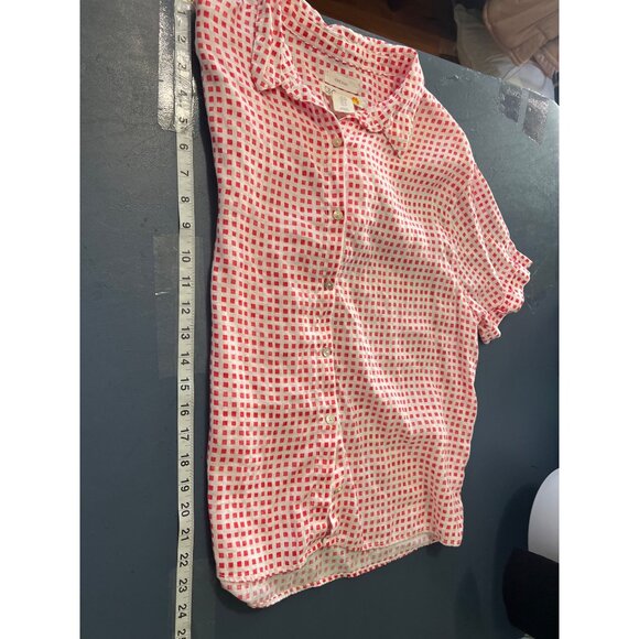 C&C California Red & White Checkered Linen Button-Up Shirt M Coastal Beach - Picture 2 of 11